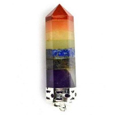 Astrodidi 7 Chakra Pencil Pendant Reiki Healing Meditation Stone Stone Pendant ()