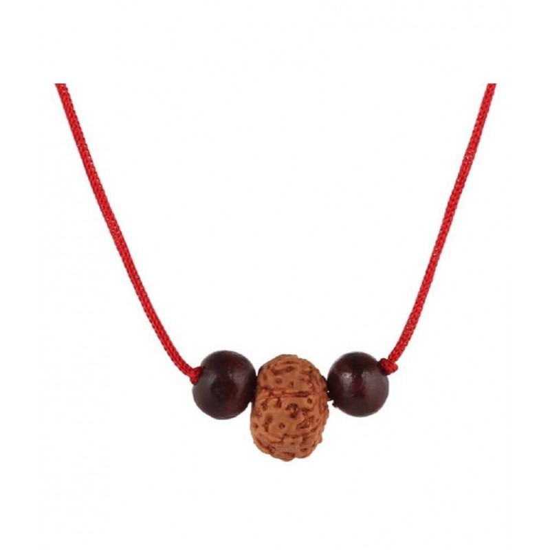 Astrodidi 9 Mukhi Indonesian Java Rudraksha (Small Size) With Red Chandan Beads