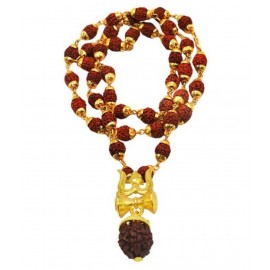 Astrodidi Lord Shiva Rudraksha Trishul Damru Pendant in Panchmukhi Copper Cap Mala Brass Pendant () Astrodidi Lord Shiva Rudraksha Trishul Damru Pendant in Panchmukhi Copper Cap Mala Brass Pendant ()