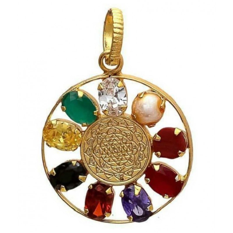 Astrodidi Navratan Shree Yantra Brass Pendant ()