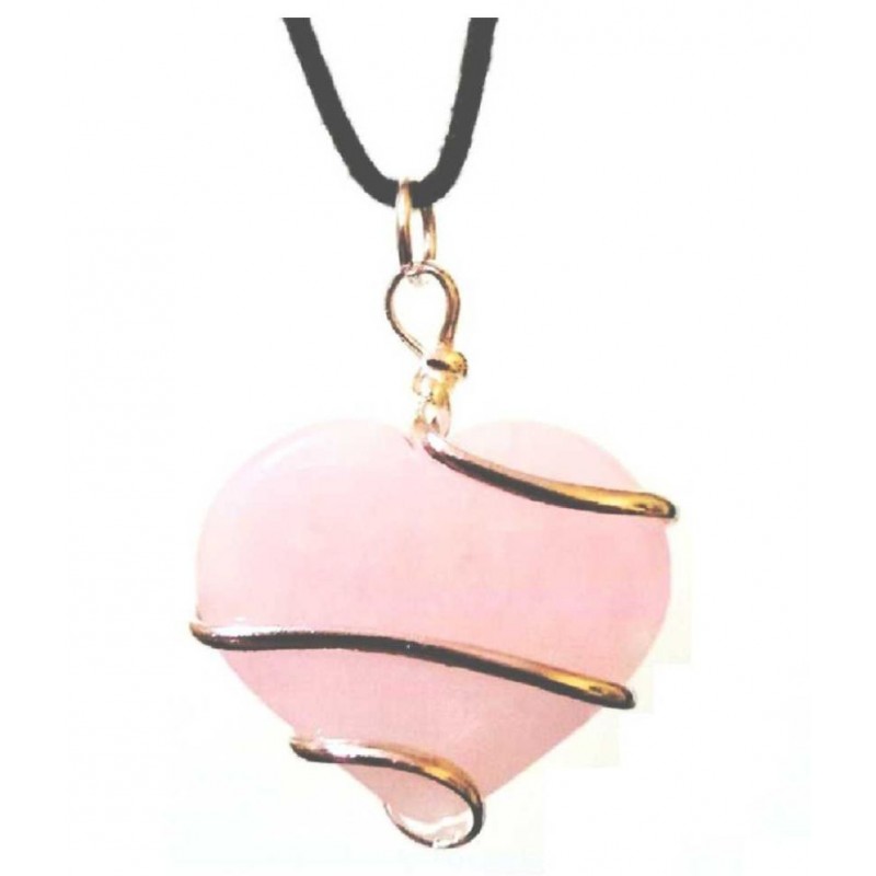 Astrodidi Rose Quartz Heart Shaped Pendant Love Stone Crystal, Quartz Stone Pendant ()