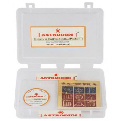 Astrodidi Shri Navgreh Yantra (Small Pocket Yantra) Plated Yantra (Pack of 1)