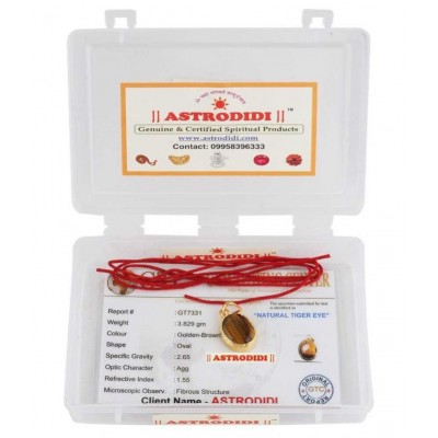 Astrodidi Tiger Eye Gemstone Pendant / Tiger's Eye Stone Locket in Panchdhatu (Size of Stone 7.25 Ratti) Stone Pendant ()