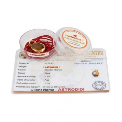 Astrodidi Tiger Eye Gemstone Pendant / Tiger's Eye Stone Locket in Panchdhatu (Size of Stone 7.25 Ratti) Stone Pendant ()