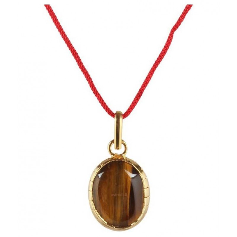 Astrodidi Tiger Eye Gemstone Pendant / Tiger's Eye Stone Locket in Panchdhatu (Size of Stone 7.25 Ratti) Stone Pendant ()