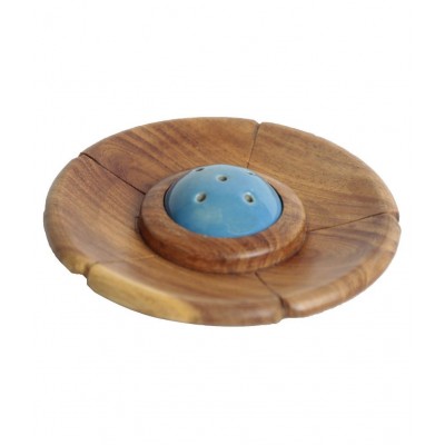 Auroshikha Wood Incense Stick Holder (10 x 1 x 10 cm, Brown)