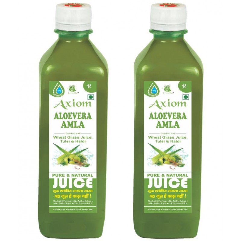 Axiom Aloevera Amla Juice 1 Litre (pack of 2) | Boosts Immunity | Helps to purify Blood | Helps in Digestion | Healthy Eyes | 100% Natural WHO GMP, GLP Certified Product