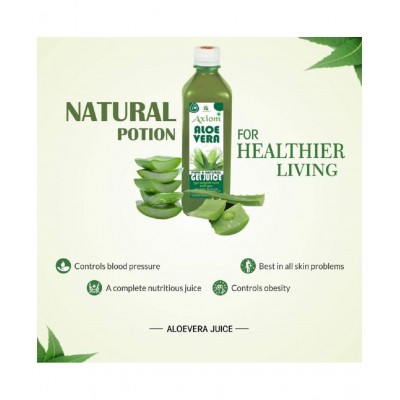 Axiom Aloevera Juice 500ml (Pack  of 2) |100% Natural WHO-GLP,GMP,ISO Certified Product