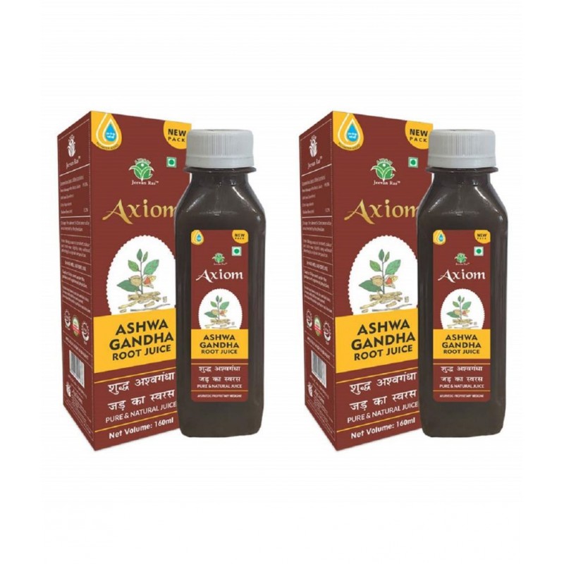Axiom Ashwagandha Root Juice 160 ml Pack of 2 | 100% Natural Herbal Juice | WHO-GLP, GMP,ISO Certified Product