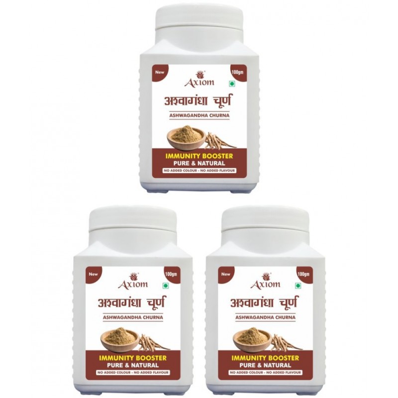 Axiom Ashwgandha churna  (Pack of 3)|100% Natural WHO-GLP,GMP,ISO Certified Product