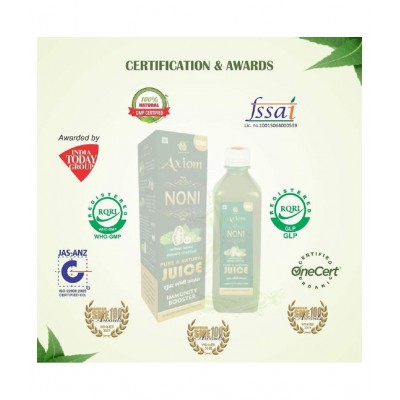Axiom Ayurveda Noni Juice 500 ml | Immunity Booster | Made with Fresh Noni Fruit | WHO GMP GLP Certified Product | No Added Color | No Added Sugar Pack of 2 Axiom Ayurveda Noni Juice 500 ml | Immunity Booster | Made with Fresh Noni Fruit | WHO GMP GLP Certified Product | No Added Color | No Added Sugar Pack of 2