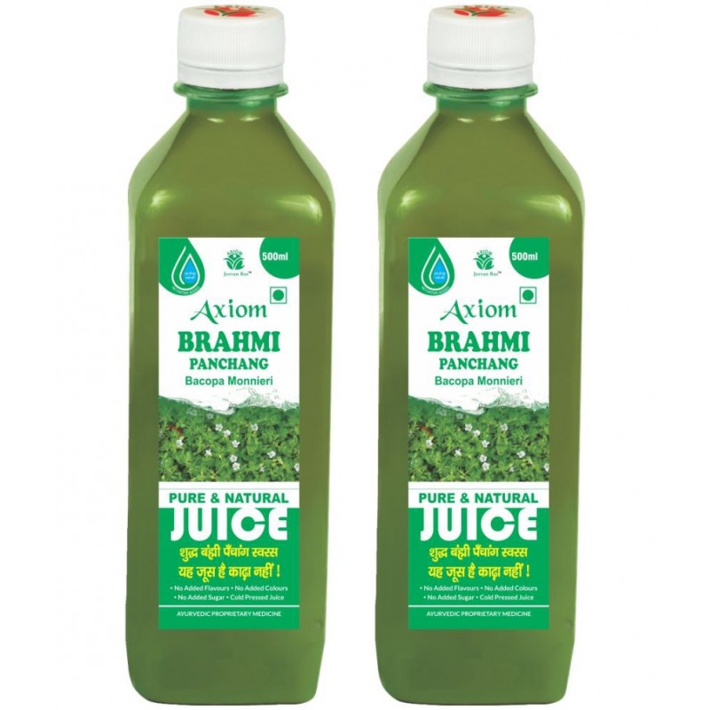 Axiom Brahmi Juice 500ml (Pack of 2) |100% Natural WHO-GLP,GMP,ISO Certified Product