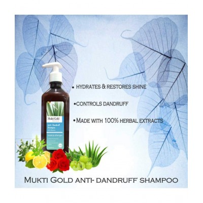 Axiom Mukti Gold Anti-Dandruf Shampoo 500ml with Aloe Vera | Hydrates & Restores shine | Controls andruff | Made with 100% herbal extracts | pH Balanced pack of 3