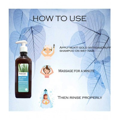 Axiom Mukti Gold Anti-Dandruf Shampoo 500ml with Aloe Vera | Hydrates & Restores shine | Controls andruff | Made with 100% herbal extracts | pH Balanced pack of 3