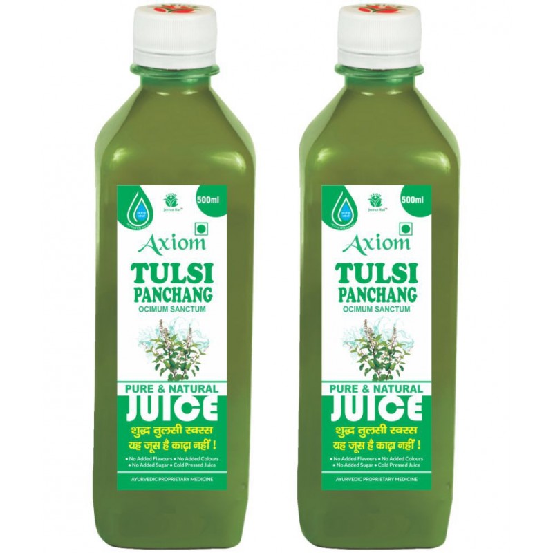 Axiom Tulsi Juice 500ml (Pack of 2)|100% Natural WHO-GLP,GMP,ISO Certified Product