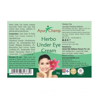 Ayur Champ Herbo Under Eye Cream Paste 25 gm Pack Of 1