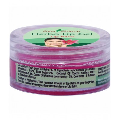 Ayur Champ Lip Balm Lip Gel with Strawberry Flavour Gel 5 gm Pack Of 1