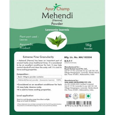 Ayur Champ Mehandi Powder 1 kg Pack Of 1