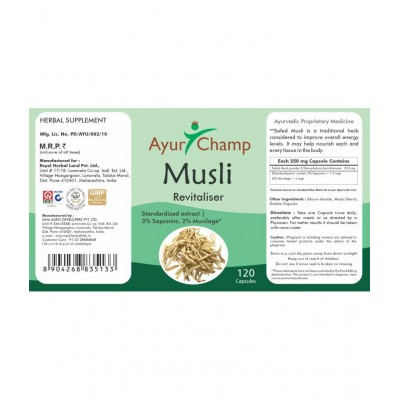 Ayur Champ Musli Capsule 120 no.s Pack Of 1