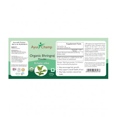 Ayur Champ Organic Bhringraj Powder 200 gm Pack Of 1