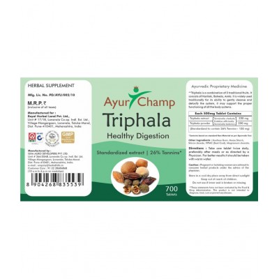 Ayur Champ Triphala Tablet 700 no.s Pack Of 1