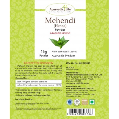 Ayurvedic Life Mehandi Powder 1 kg Pack of 2