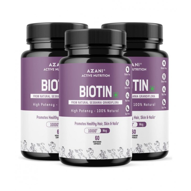 Azani Active Nutrition Biotin 180 no.s Vitamins Capsule Pack of 3