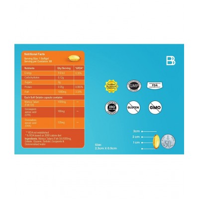 BBETTER Omega 3 Fish Oil 1000mg - 60 Softgels | High Strength for Healthy Heart, Brain & Body, Omega 3 Fatty Acid Capsules for women & men