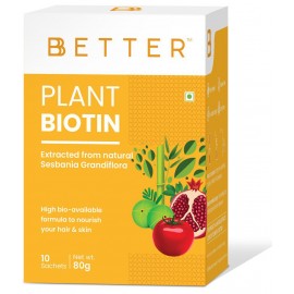 BBETTER Plant Biotin powder for hair growth| Plant based Biotin supplement from Sesbania grandiflora with Bamboo Shoot, Amla, Lycopene for hair