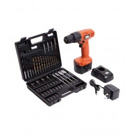 BLACK+DECKER CD121K50 12V 10mm Ni-Cd Cordless Drill Machine/Driver with Keyless Chuck and 50 Accessories Kitbox (CD121K50-IN)