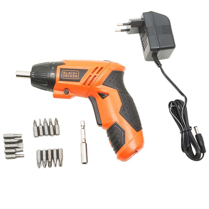 BLACK+DECKER KC4815 4.8V Cordless Ni-Cd Cordless Screwdriver Set with onboard LED worklight (Orange, 15-Pieces), 28.5 x 27 x 6 cm