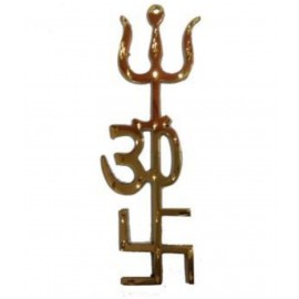 BRASS Tri shakti Yantra (Swastik Om Trishul Symbol), yantra, evil eye repellent BRASS Tri shakti Yantra (Swastik Om Trishul Symbol), yantra, evil eye repellent