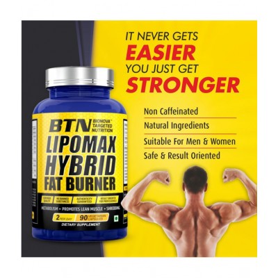 BTN Lipomax Hybrid Fat Burner and Weight Loss Capsules 90 no.s Unflavoured Single Pack