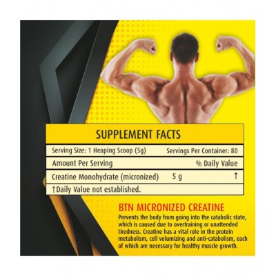 BTN Micronized Creatine Workout Powder, 80 Servings 400 gm