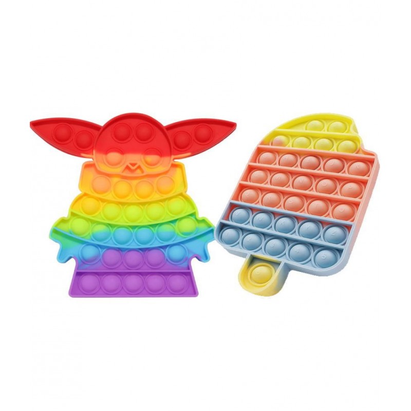 Baby Yoda & Ice cream bite softi popit combo pack of 2 popit Pop It Fidget Toys,Push Pop Bubble Fidget Sensory Toy,Autism Special Needs Silicone Stress Relief Toy  (Multicolor)