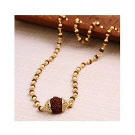 Bahubali Rudraksha Mala with Big Rudraksha Pendant in Gold Plated Cap Bahubali Rudraksha Mala with Big Rudraksha Pendant in Gold Plated Cap