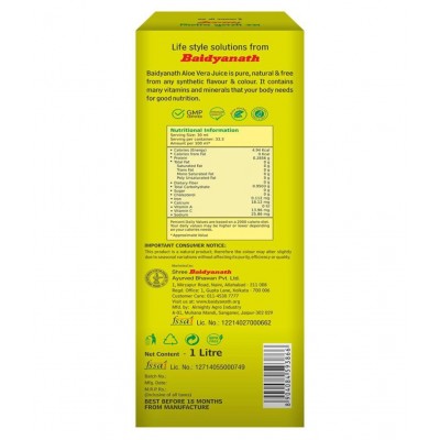 Baidyanath 99.6% Pure Aloe Vera Juice | PO2 (1 L) Liquid 1 l