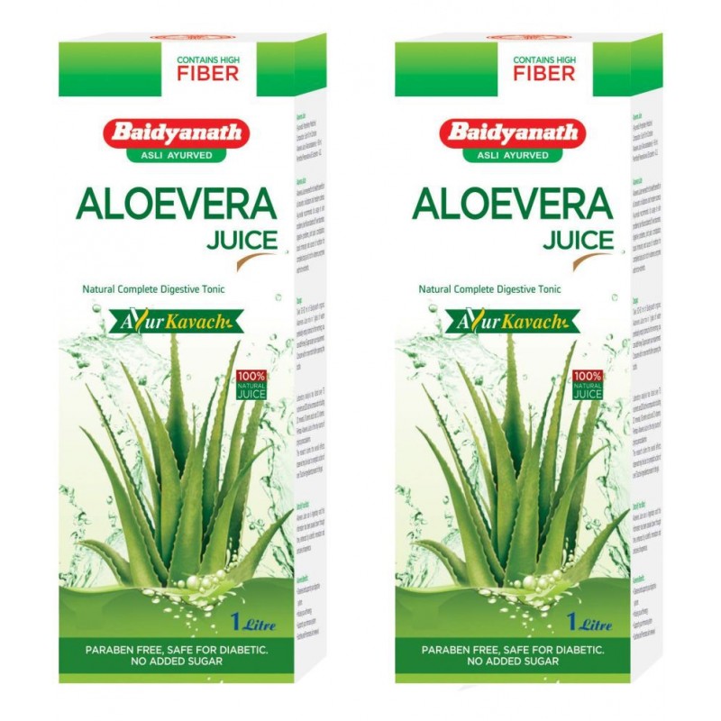 Baidyanath Aloe Vera Juice with Pulp Liquid 1 l Pack Of 2