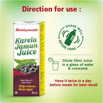 Baidyanath Karela Jamun Juice (1L) Liquid 1 L Pack of 1