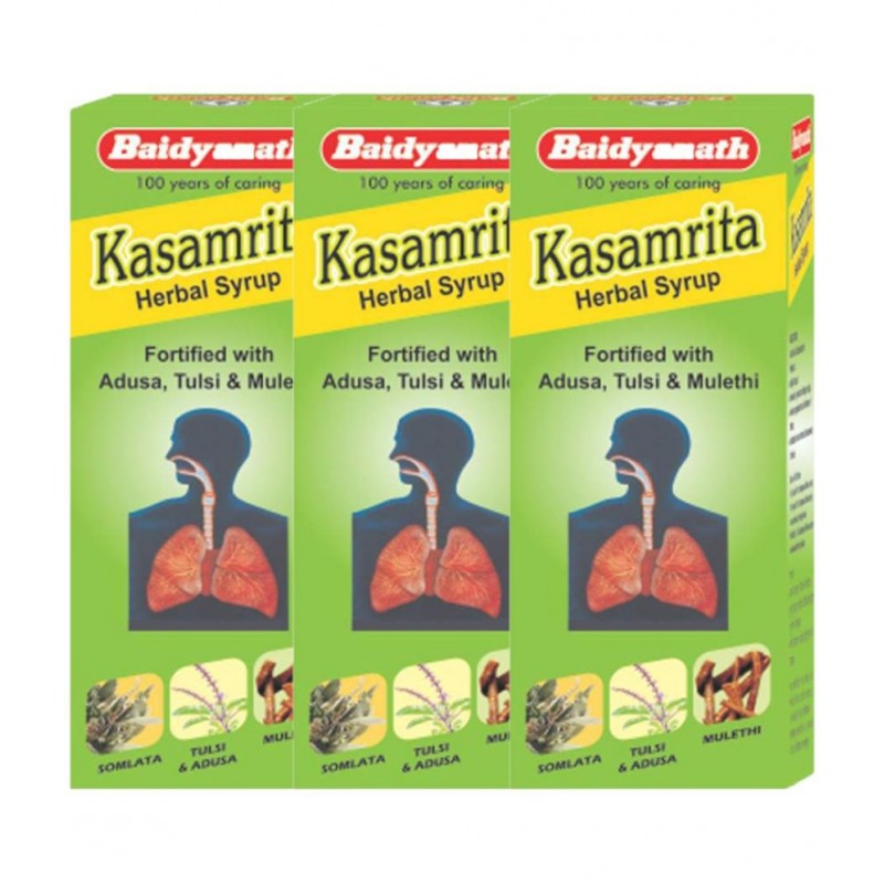 Baidyanath Kasamrit Herbal Cough Syrup 100ml (Pack of 3)