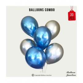 Balloon Junction Metallic Chrome Balloons Blue Silver - Pack of 30 pcs for Birthday Baby Shower Anniversary Balloon Junction Metallic Chrome Balloons Blue Silver - Pack of 30 pcs for Birthday Baby Shower Anniversary