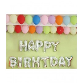 Balloon Junction Themez Only Happy Birthday Letter Foil Balloon Set, 13 Letters (Silver) / Foil Balloons for 1st Birthday , Boy Birthday , 16th Birthday , 40th Birthday , 50th Birthday or Spouse (Multicolor)