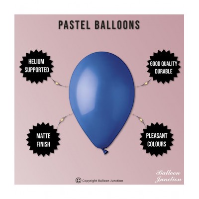 Balloon Junction Themez Only Pastel Color Balloons for Decoration - Pack of 50 pcs (Matt D Blue , Matt L Blue & Aqua )- Pack of 51 pcs