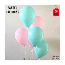 Balloon Junction Themez Only Pastel Color Balloons for Decoration - Pack of 50 pcs (Mint and Blush Pink)
