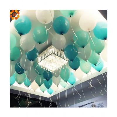 Balloon Junction Themez Only Pastel Color Balloons for Decoration - Pack of 50 pcs (Teal and White)