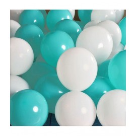 Balloon Junction Themez Only Pastel Color Balloons for Decoration - Pack of 50 pcs (Teal and White)