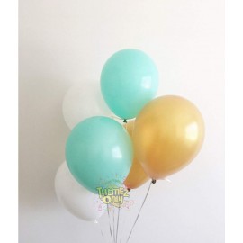 Balloon Junction Themez Only Pastel Color Balloons for Decoration - Pack of 51 pcs (Aqua , Gold and White)