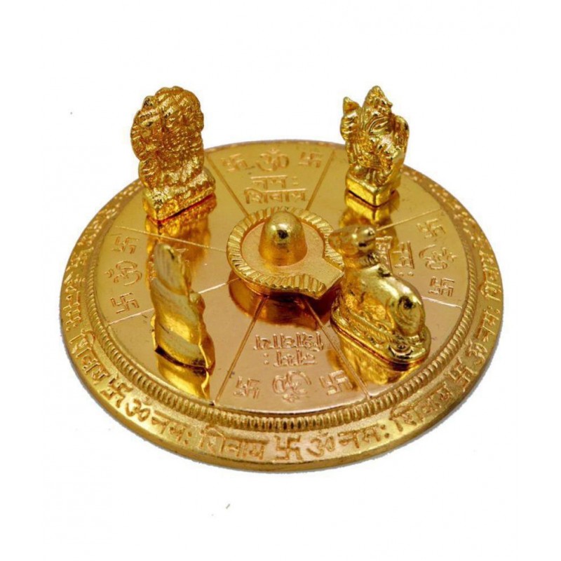 Bansiwal Gold Plated Shiv Parivar with Shivling Shri Kartik Shri Ganesh MATA Parvati and Shri Nandi Brass Yantra  (Pack of 1)