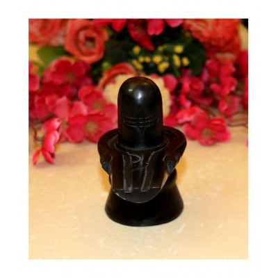 Bansiwal Shivling Murti Idol Marble Figurine, Black Decorative Showpiece - 7.6 cm  (Marble, Black)