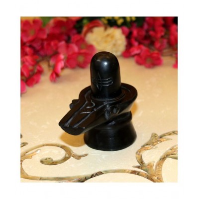 Bansiwal Shivling Murti Idol Marble Figurine, Black Decorative Showpiece - 7.6 cm  (Marble, Black)